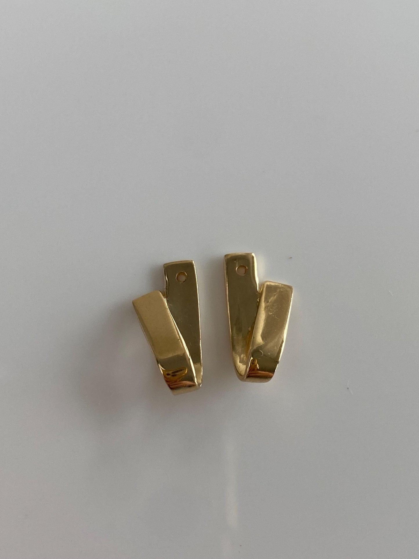 Vintage Solid 14k Yellow Gold Folded Earring Jackets