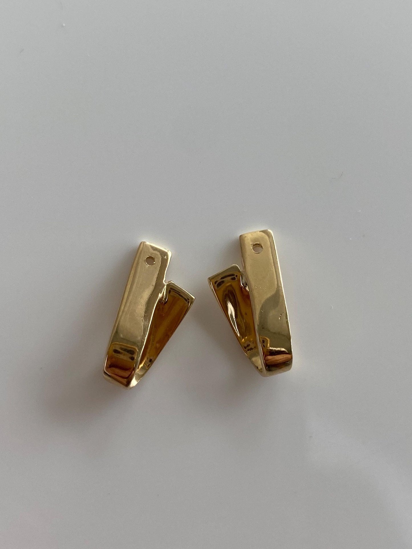 Vintage Solid 14k Yellow Gold Folded Earring Jackets