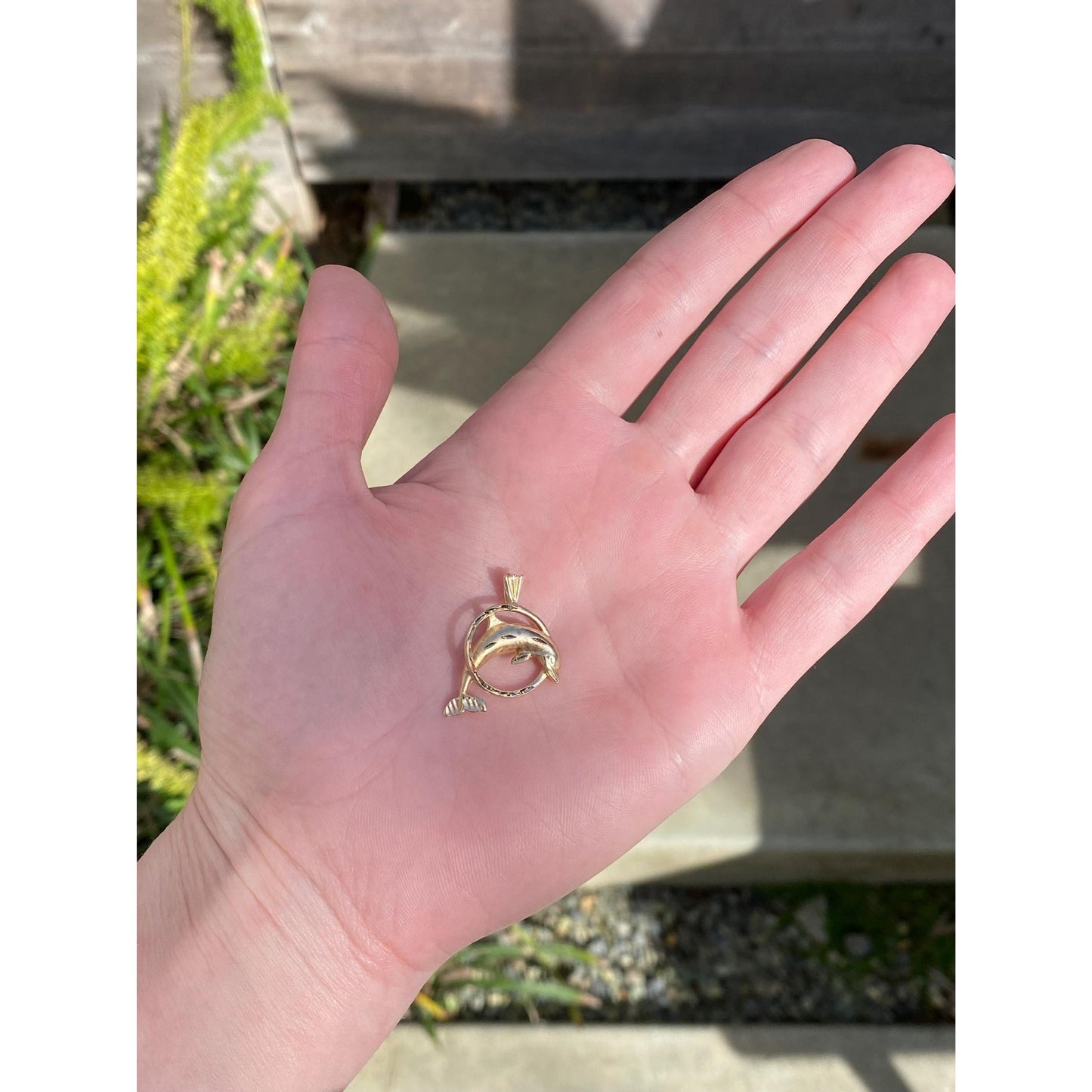 Vintage Solid 10k Yellow Gold Diamond Cut Dolphin Charm