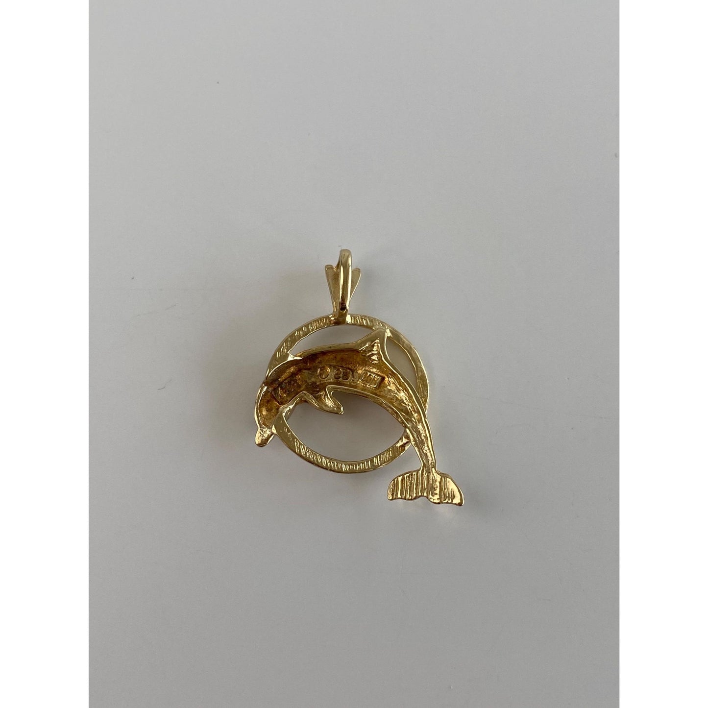 Vintage Solid 10k Yellow Gold Diamond Cut Dolphin Charm