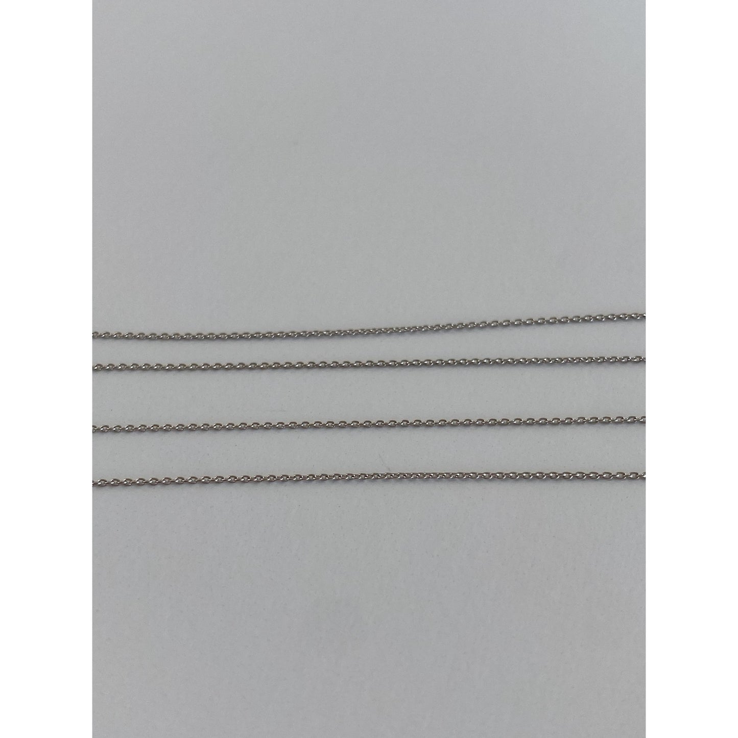 Vintage Solid 14k White Gold Diamond Ovals Tight Rolo Chain Necklace - 18.25 inches