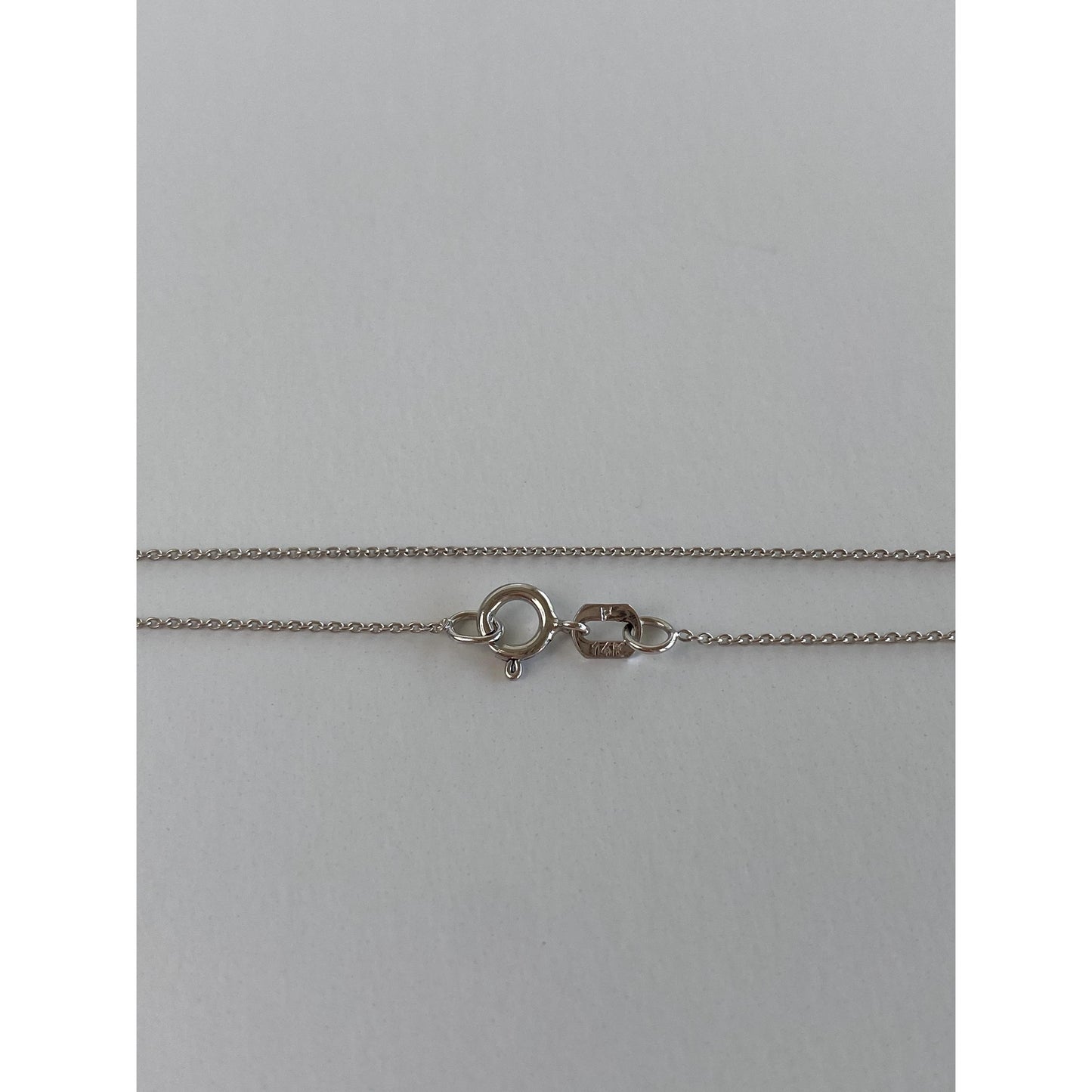 Vintage Solid 14k White Gold Diamond Ovals Tight Rolo Chain Necklace - 18.25 inches