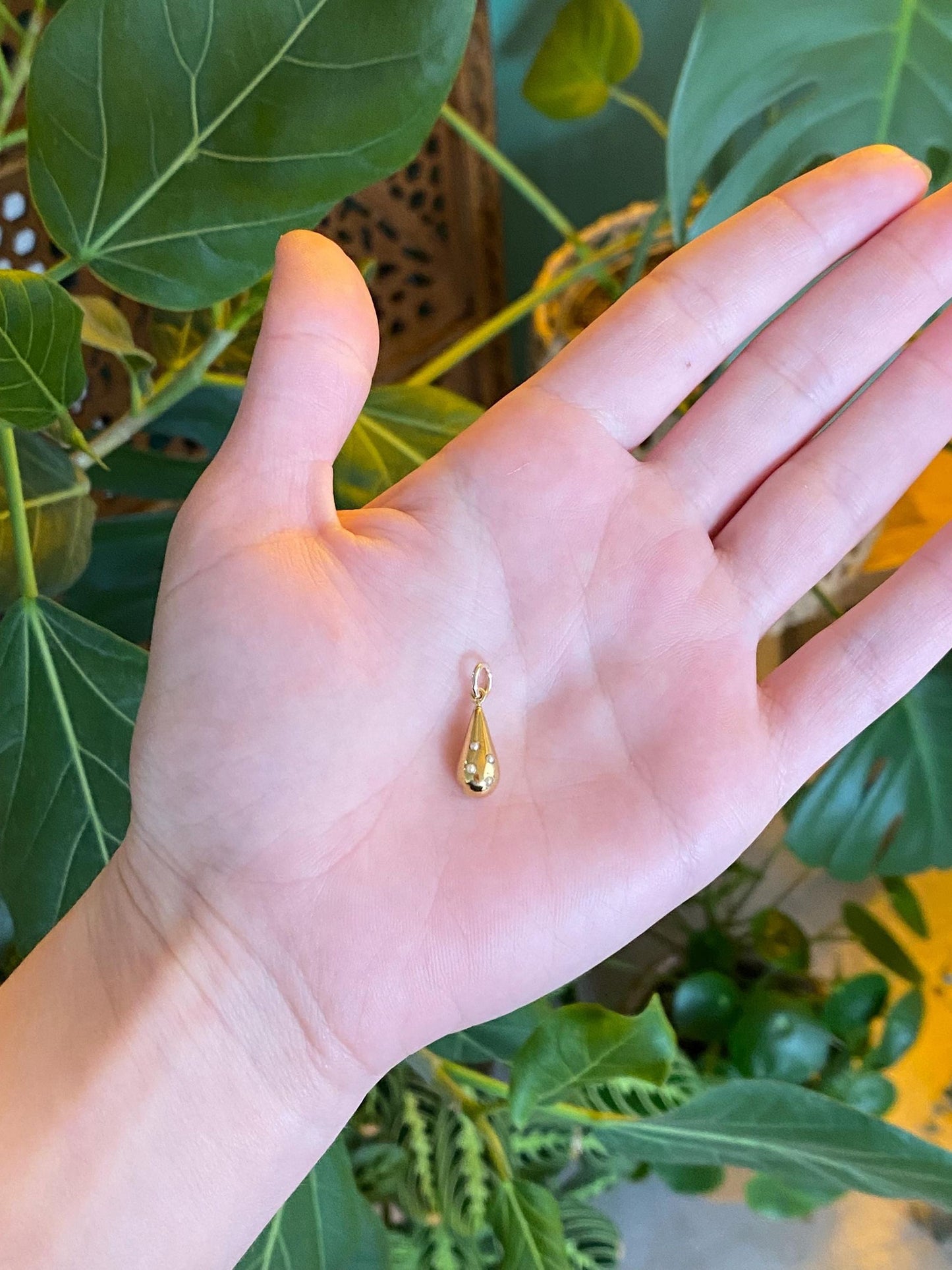 Vintage 14k Yellow Gold Seed Pearls Teardrop Stick Pin Conversion Charm