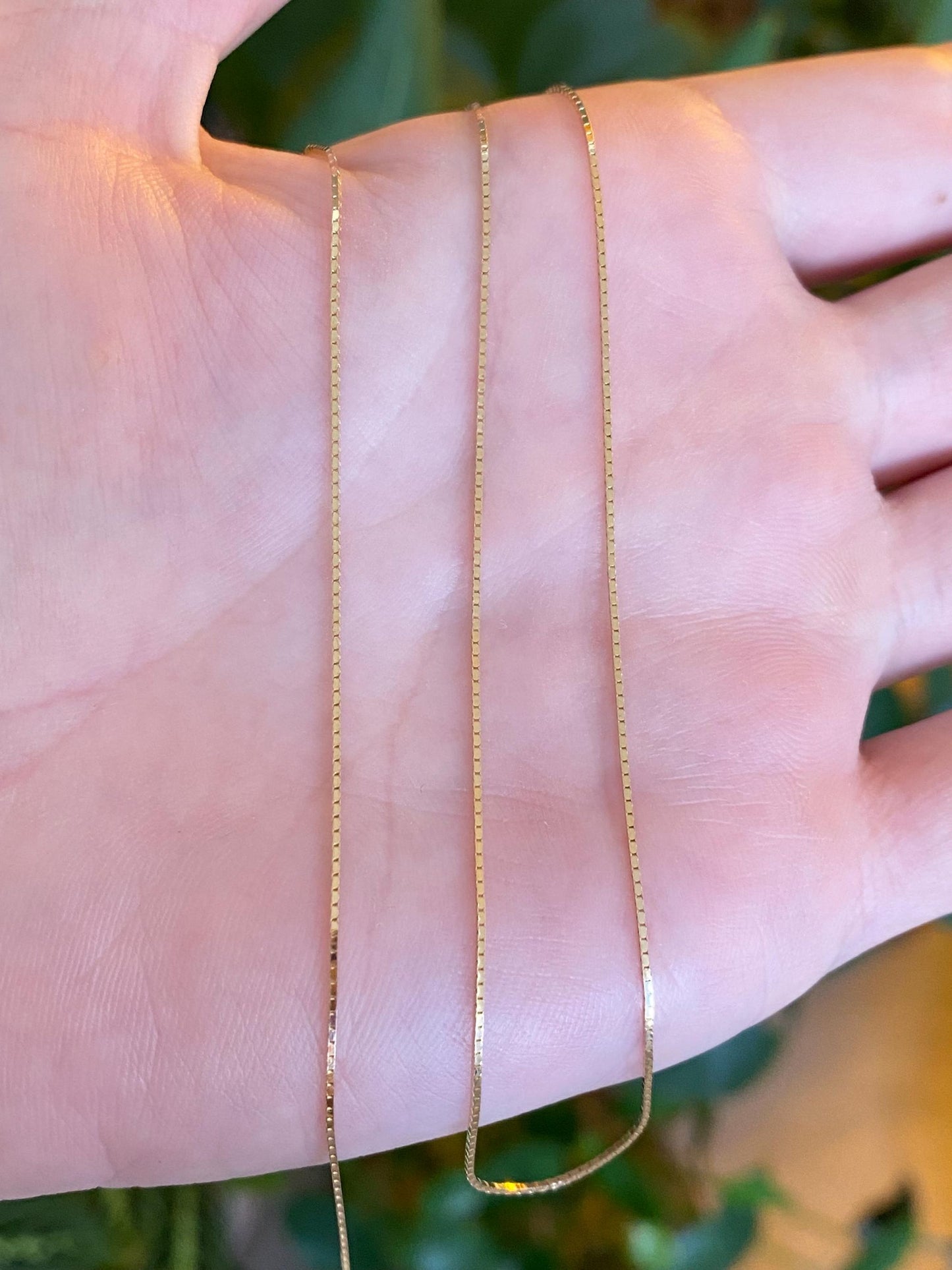 Vintage Solid 14k Yellow Gold Box Chain Necklace - 16 inches