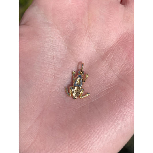 Vintage Solid 14k Yellow Gold Frog Charm