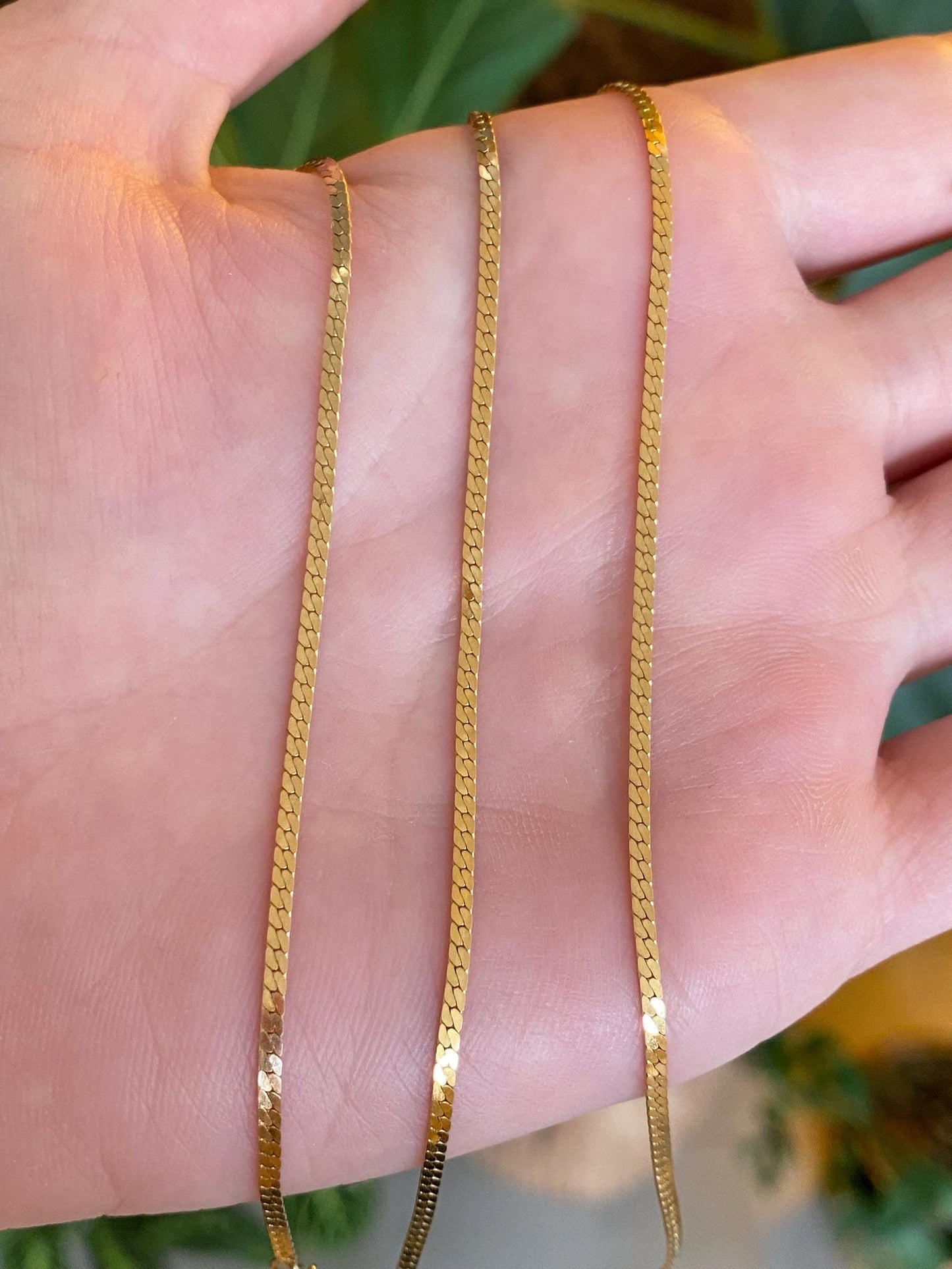Vintage Solid 14k Yellow Gold Flat Chain Necklace - 19.5 inches