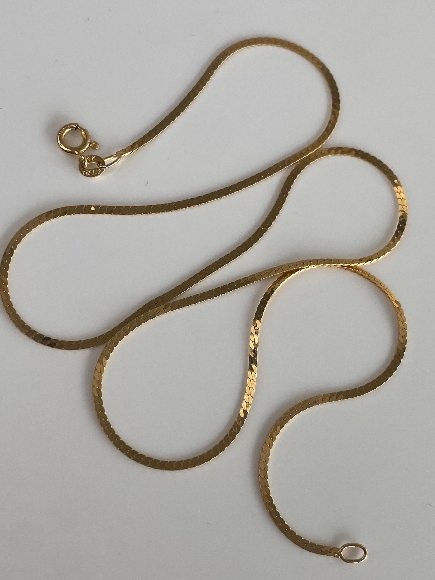 Vintage Solid 14k Yellow Gold Flat Chain Necklace - 19.5 inches