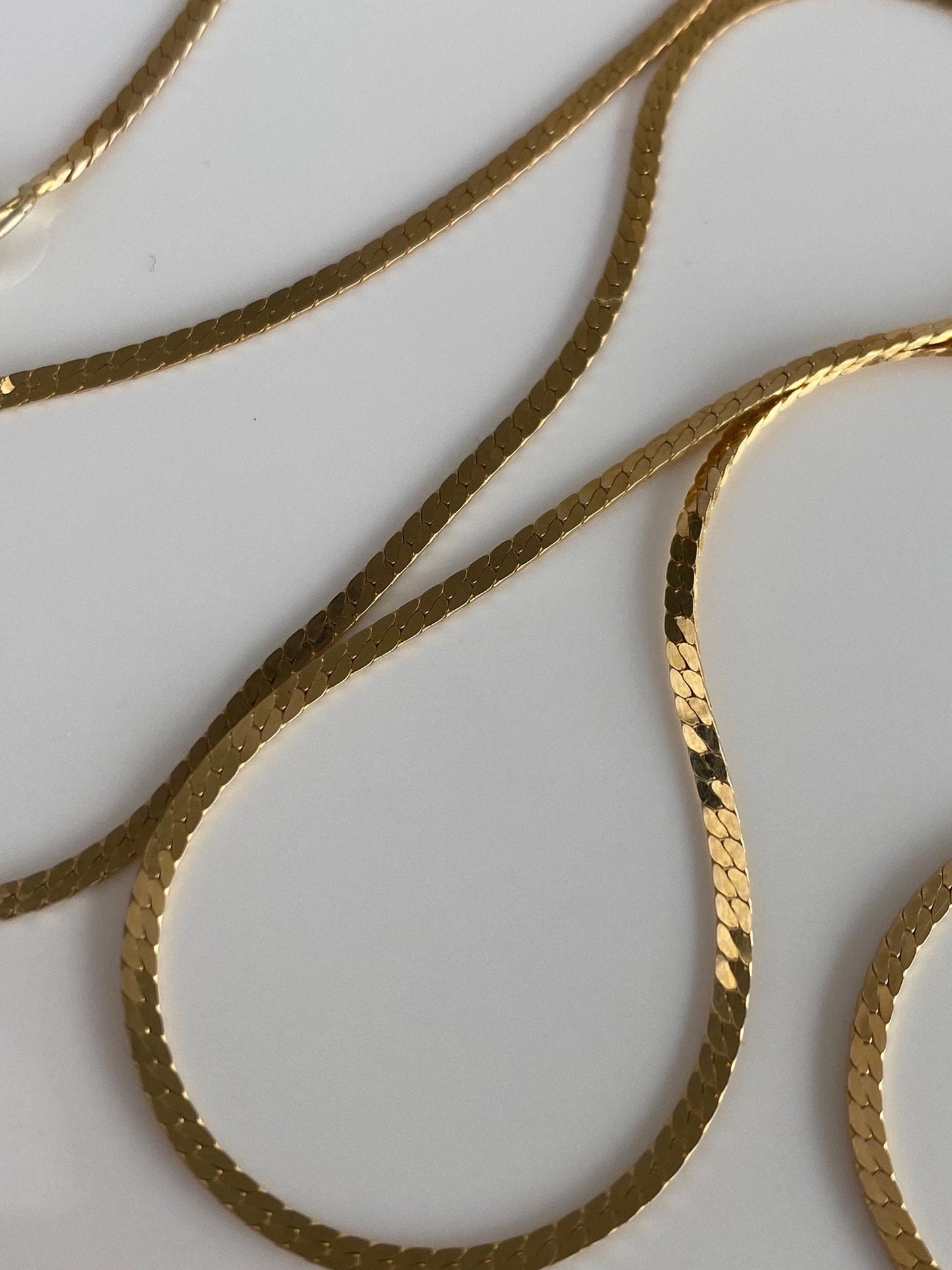 Vintage Solid 14k Yellow Gold Flat Chain Necklace - 19.5 inches