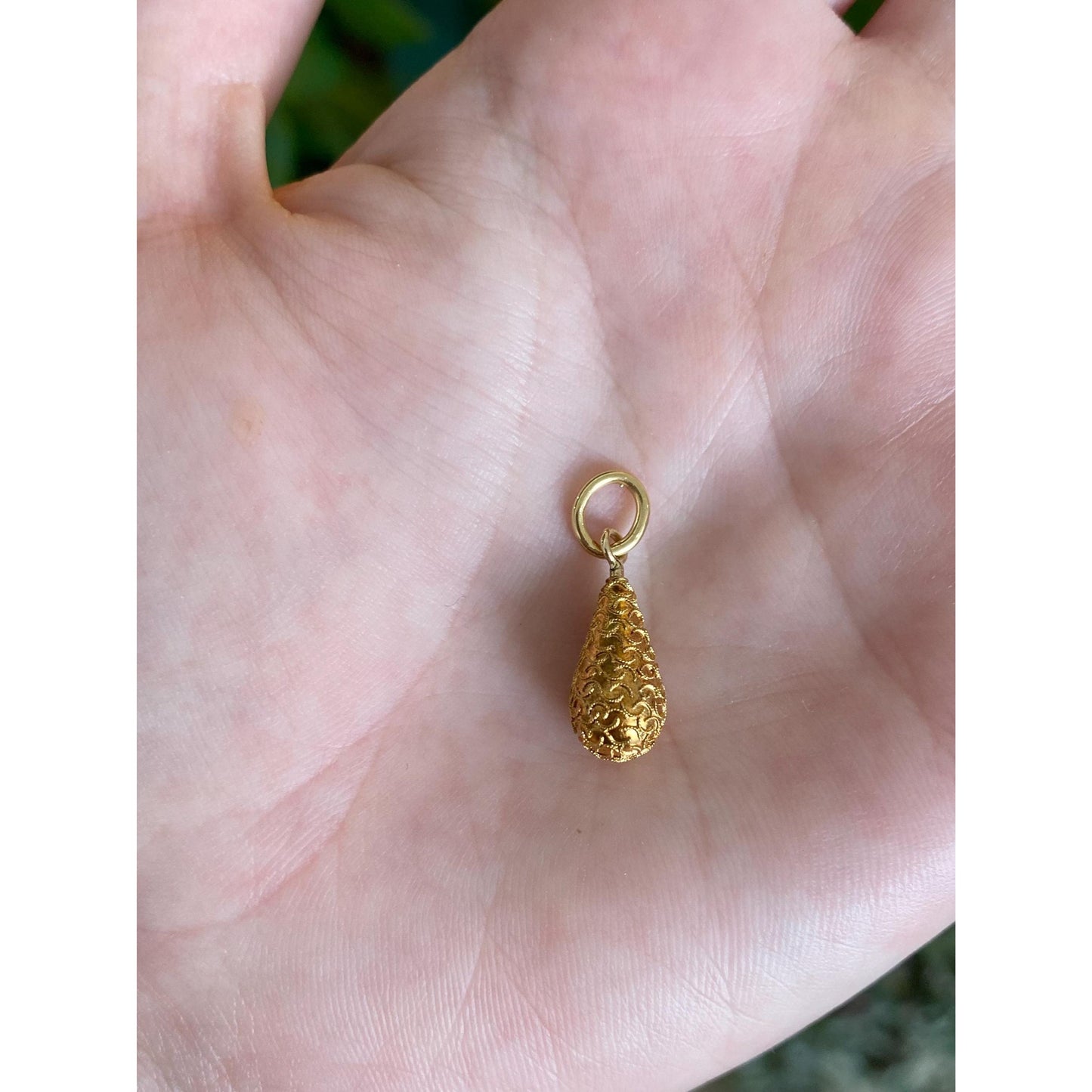 Vintage 20k Yellow Gold Textured Teardrop Stick Pin Conversion Charm