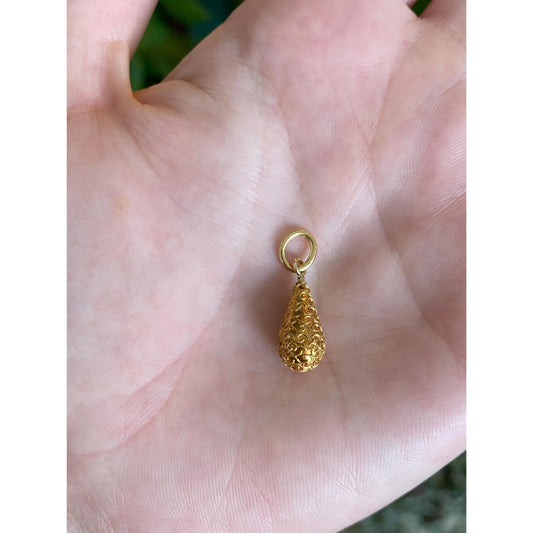 Vintage 20k Yellow Gold Textured Teardrop Stick Pin Conversion Charm