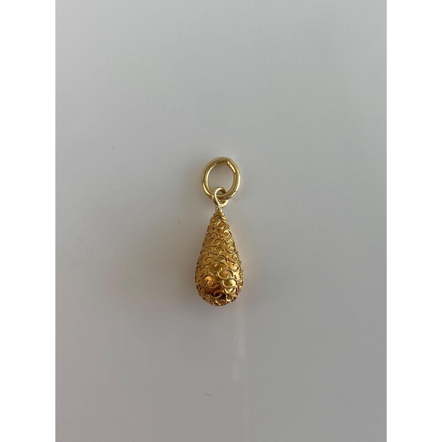 Vintage 20k Yellow Gold Textured Teardrop Stick Pin Conversion Charm