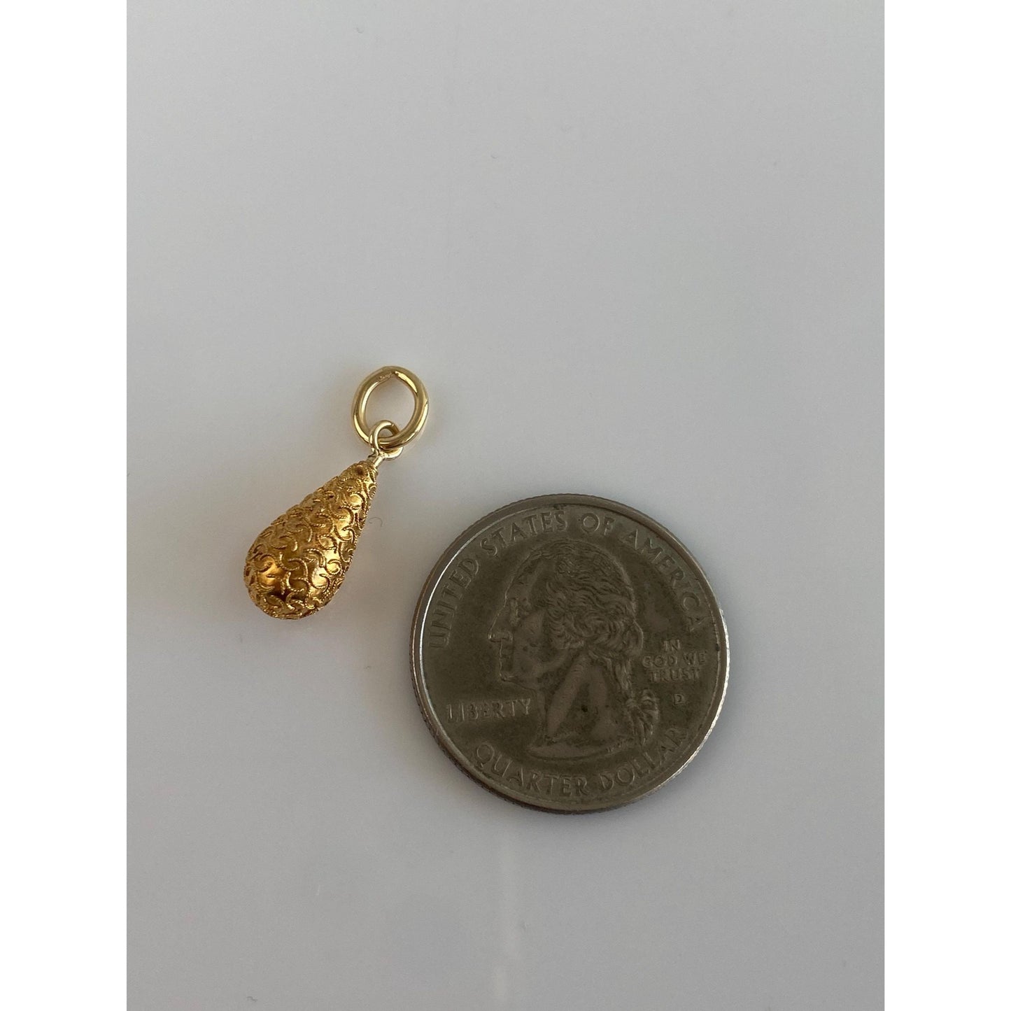 Vintage 20k Yellow Gold Textured Teardrop Stick Pin Conversion Charm