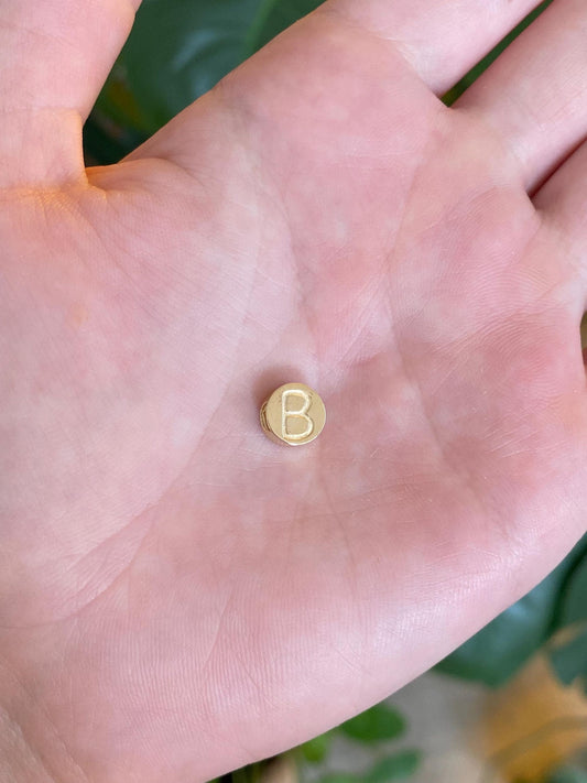 Vintage Solid 14k Yellow Gold Initial 'B' Bead Slide Charm