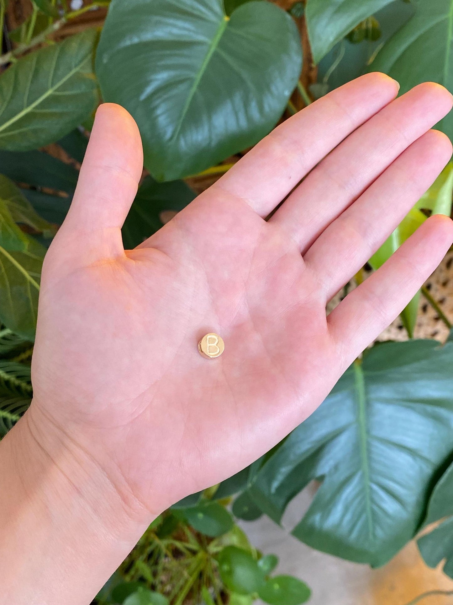Vintage Solid 14k Yellow Gold Initial 'B' Bead Slide Charm