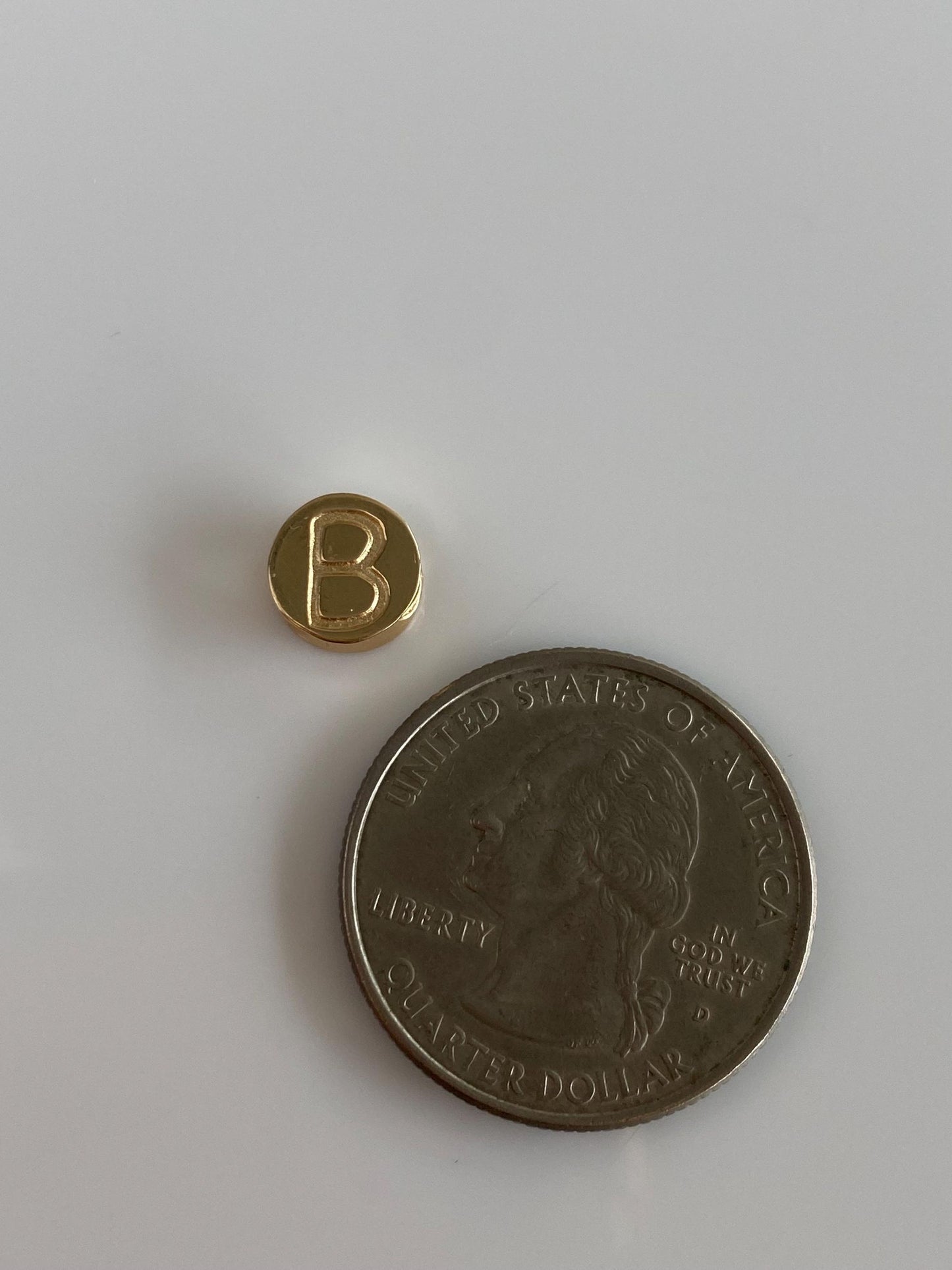 Vintage Solid 14k Yellow Gold Initial 'B' Bead Slide Charm