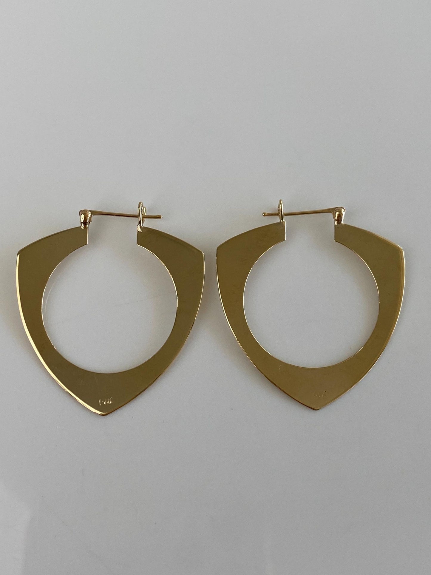 Vintage Solid 14k Yellow Gold Flat Engraved Hoop Earrings