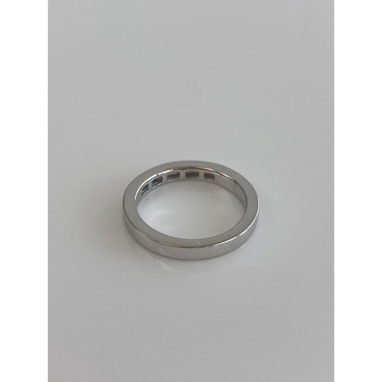 Vintage Solid 14k White Gold Diamond Ring Band - Size 6.25