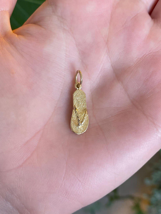 Vintage Solid 14k Yellow Gold Flip Flop Charm