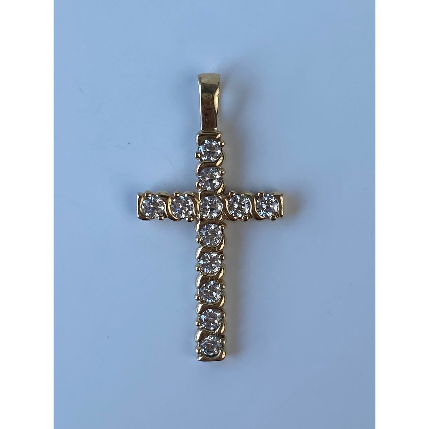 Vintage Solid 10k Yellow Gold Cubic Zirconia Cross Charm