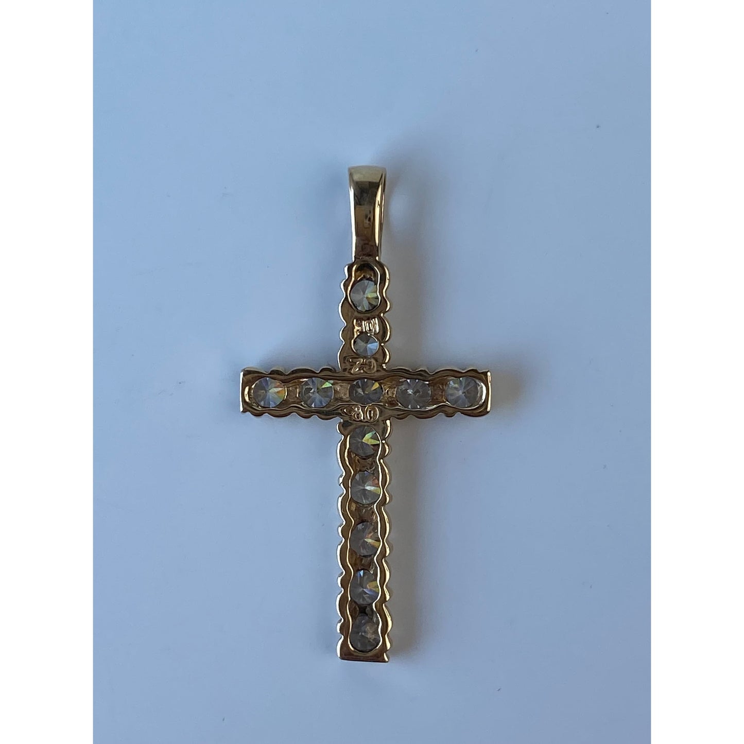 Vintage Solid 10k Yellow Gold Cubic Zirconia Cross Charm
