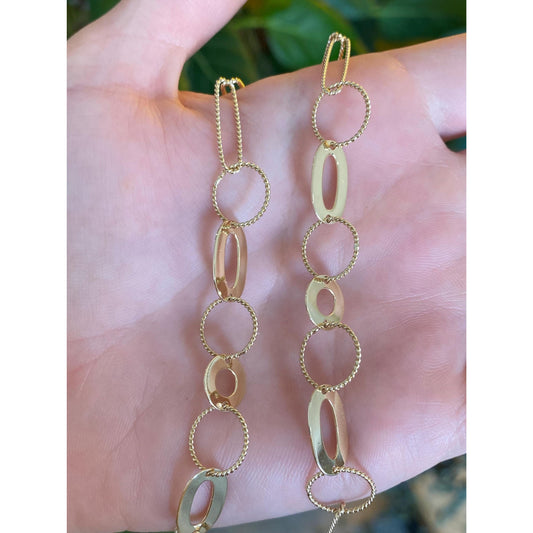 Vintage Solid 14k Yellow Gold Fancy Link Chain Necklace - 17.5 inches