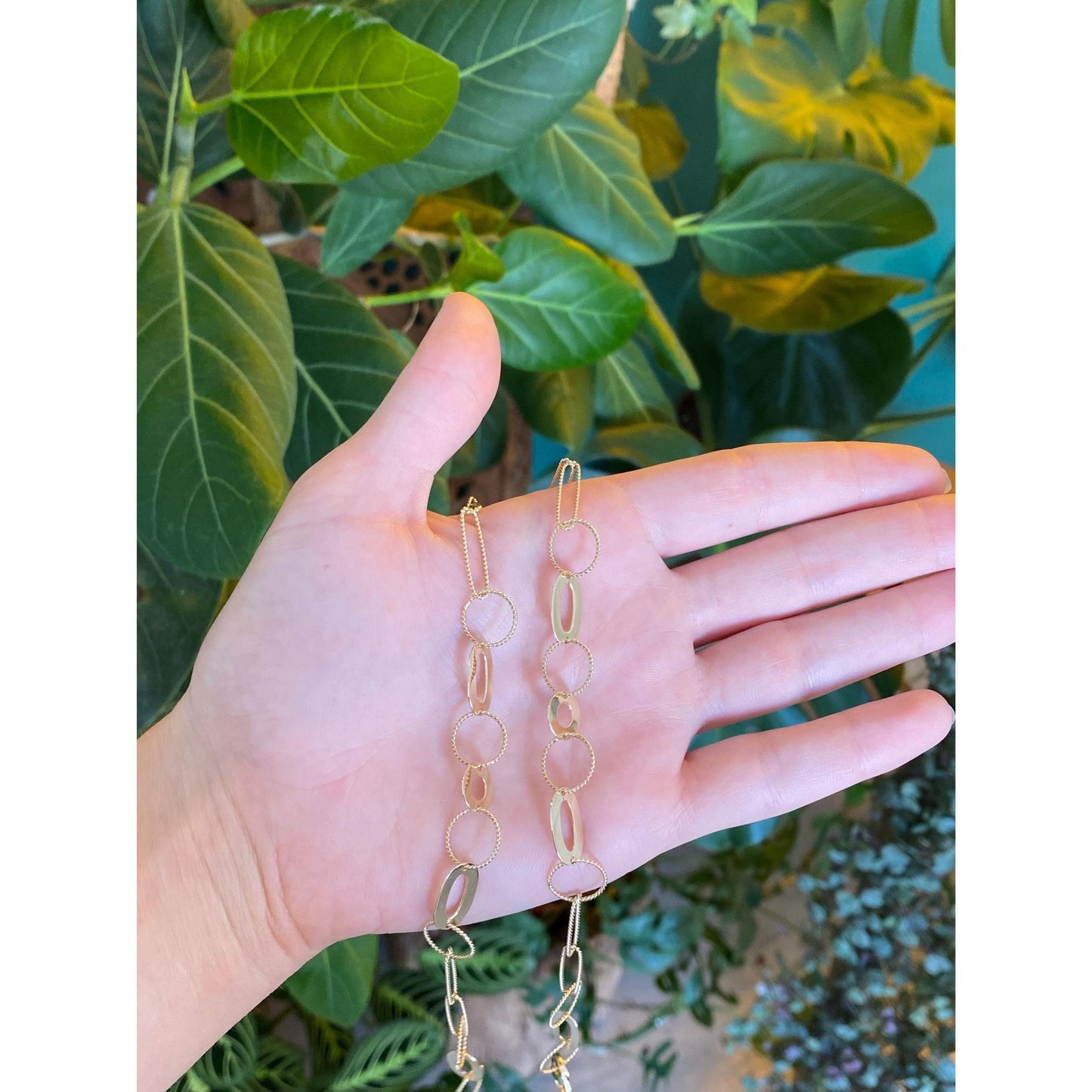 Vintage Solid 14k Yellow Gold Fancy Link Chain Necklace - 17.5 inches