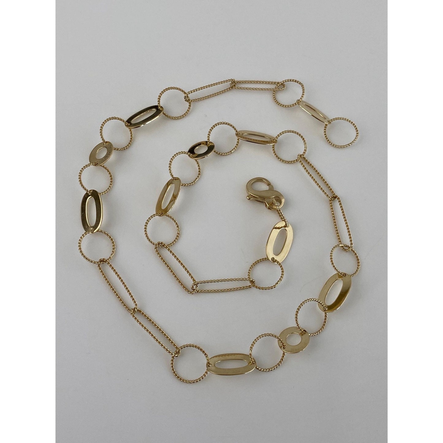 Vintage Solid 14k Yellow Gold Fancy Link Chain Necklace - 17.5 inches