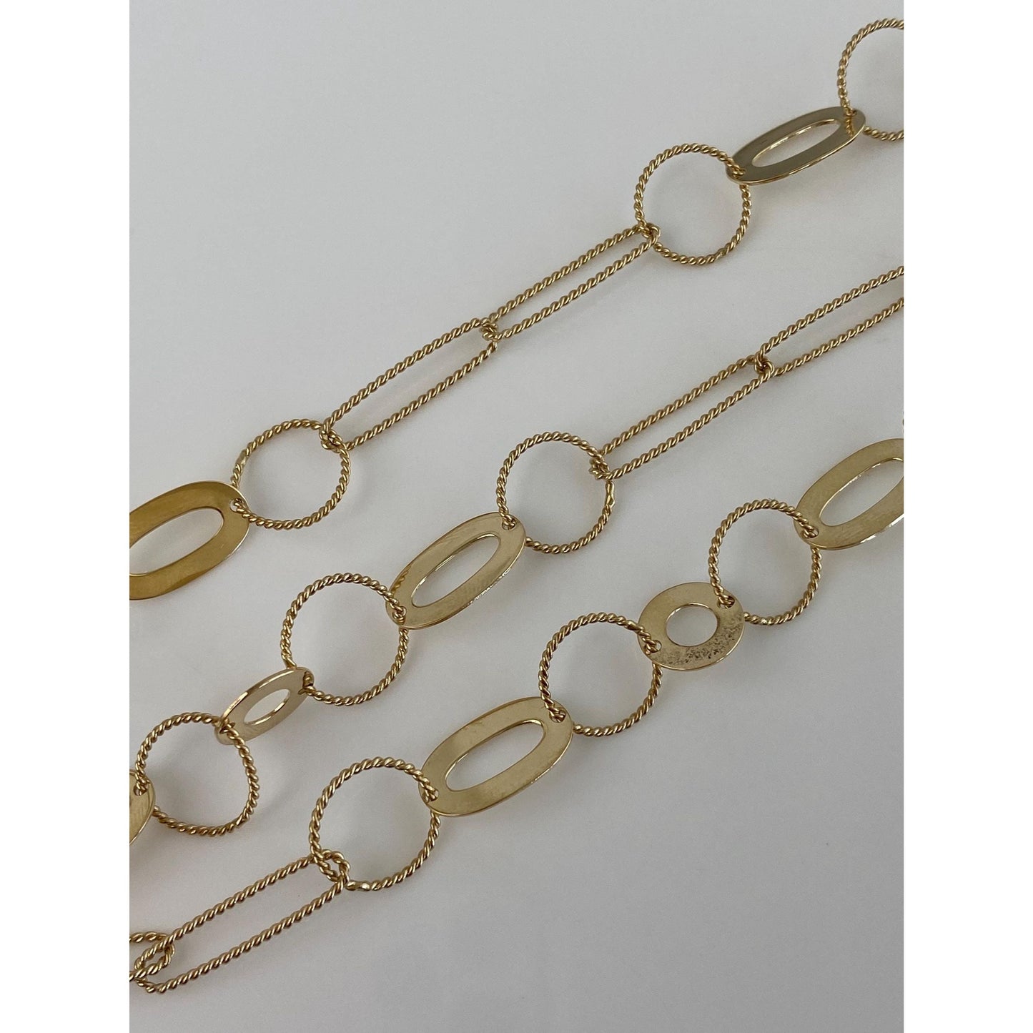 Vintage Solid 14k Yellow Gold Fancy Link Chain Necklace - 17.5 inches