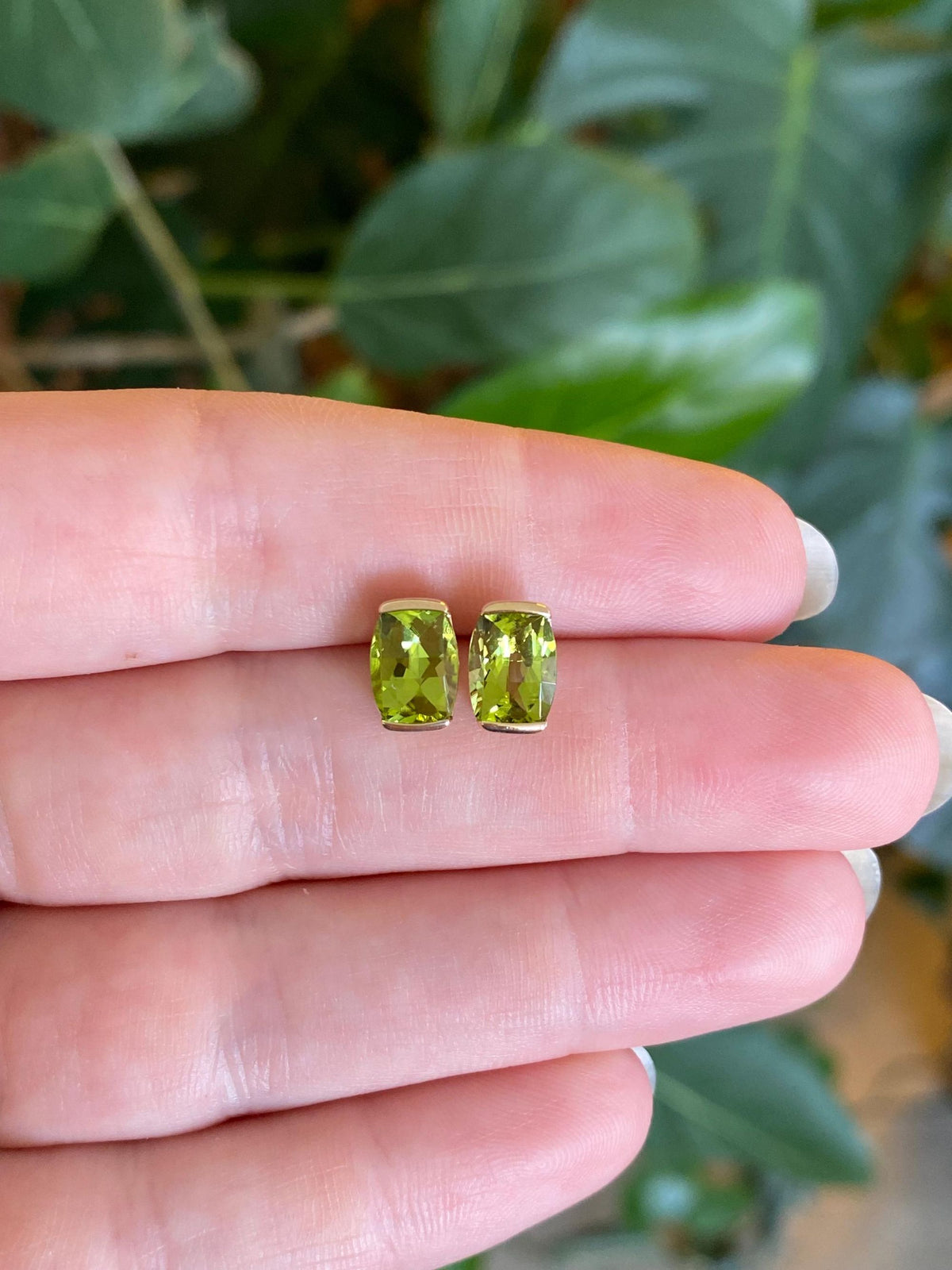Solid 14k Yellow Gold Peridot Stud Earrings
