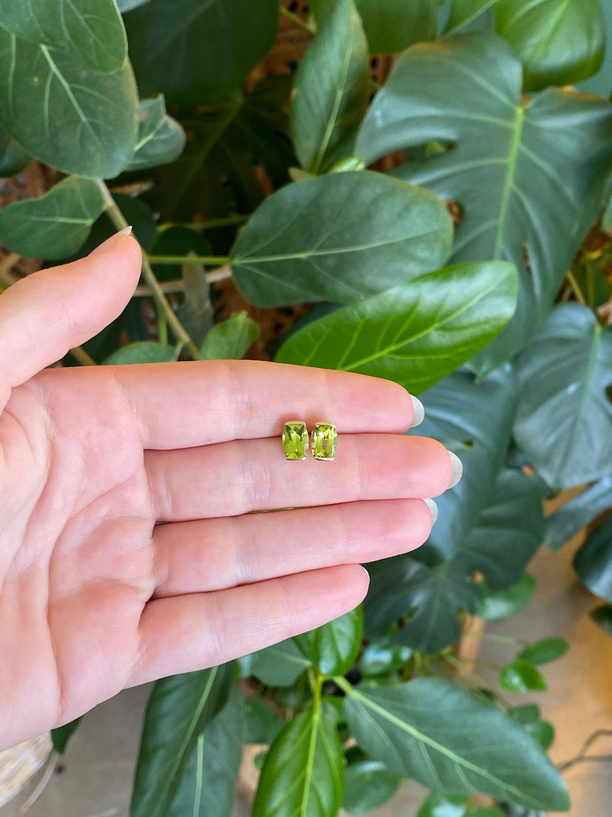 Solid 14k Yellow Gold Peridot Stud Earrings