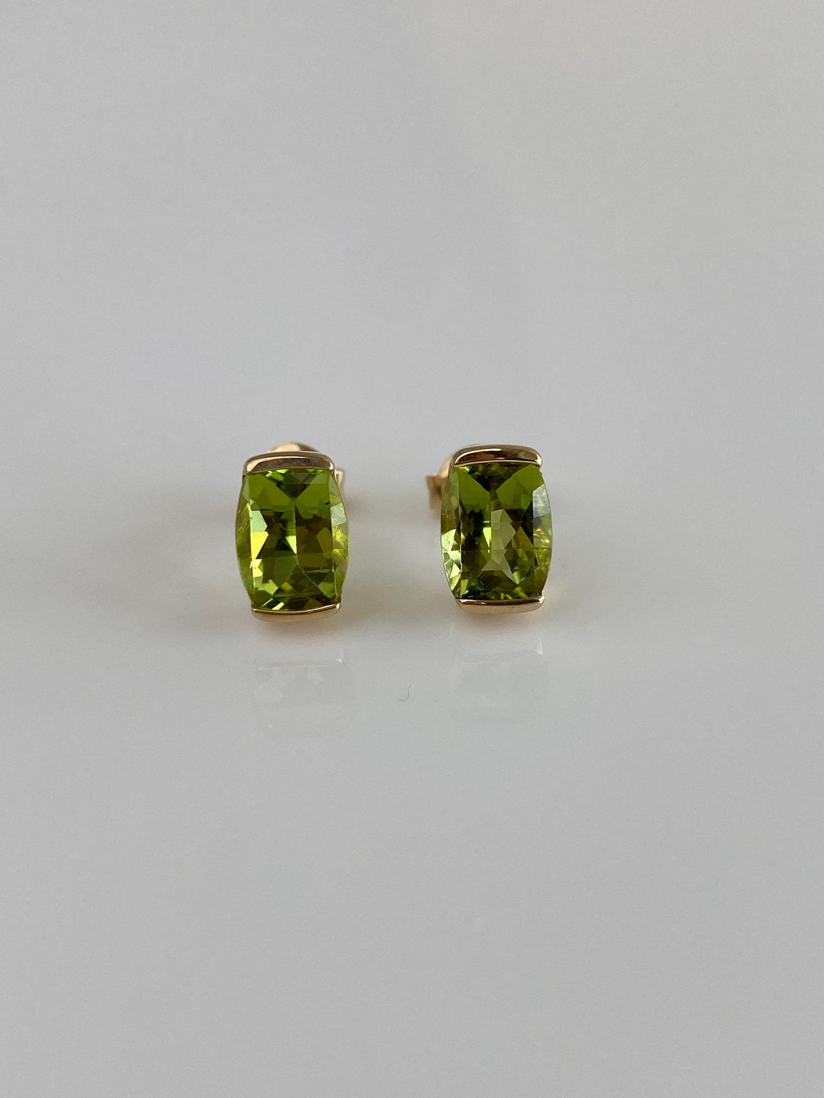 Solid 14k Yellow Gold Peridot Stud Earrings