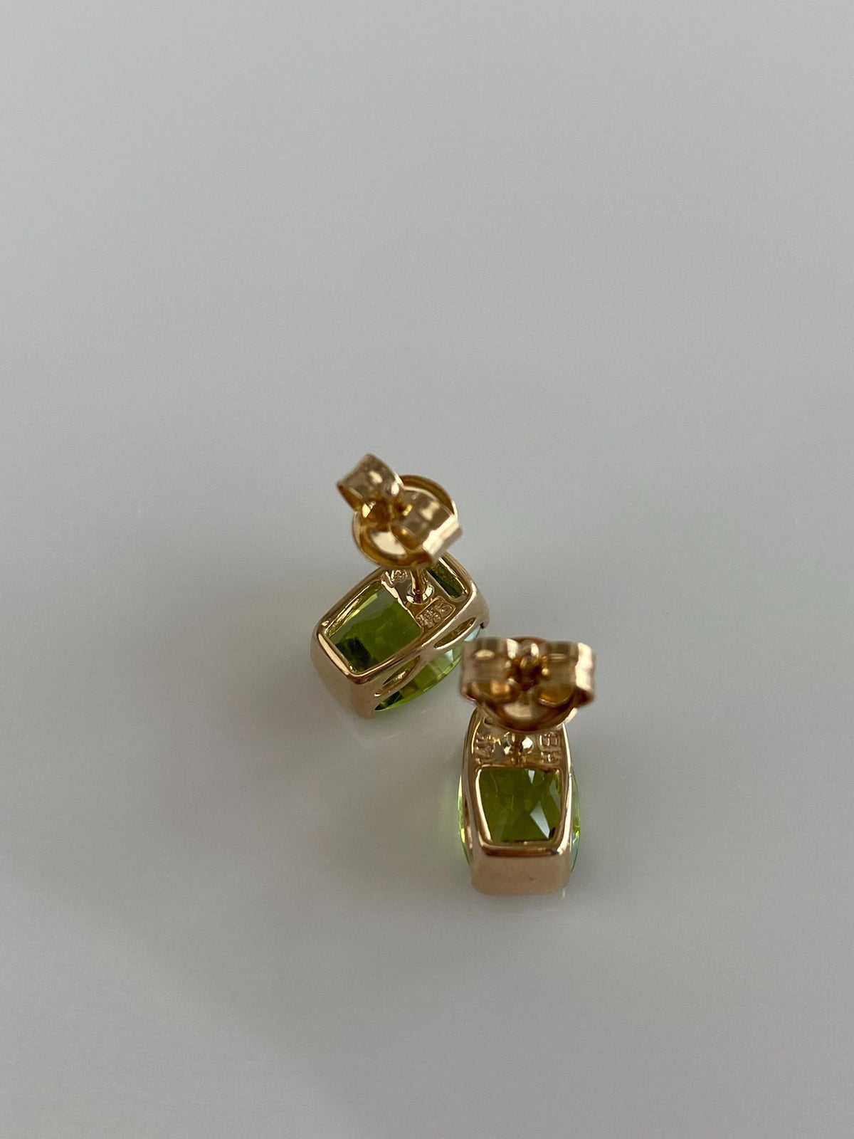 Solid 14k Yellow Gold Peridot Stud Earrings