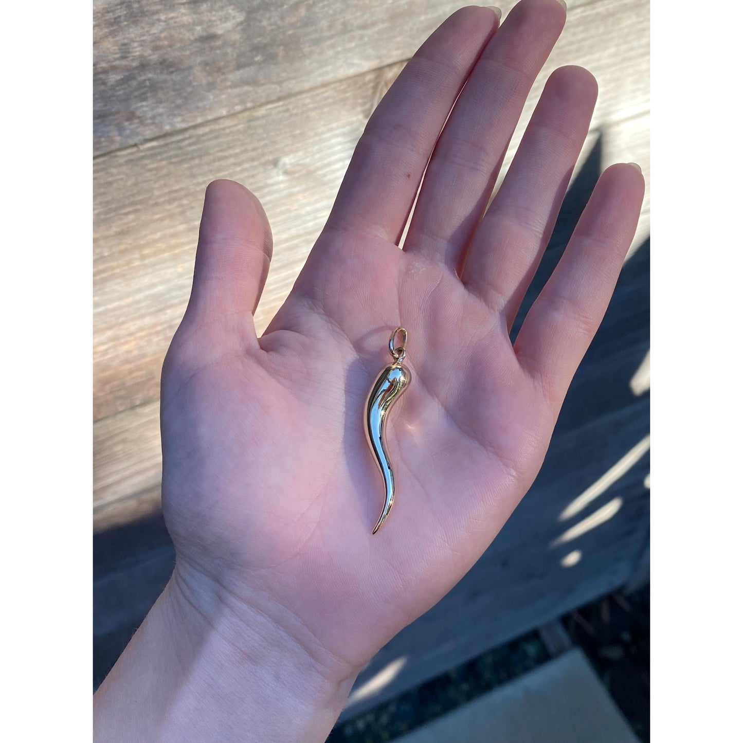 Vintage 14k Yellow Gold Extra Large Italian Horn Charm