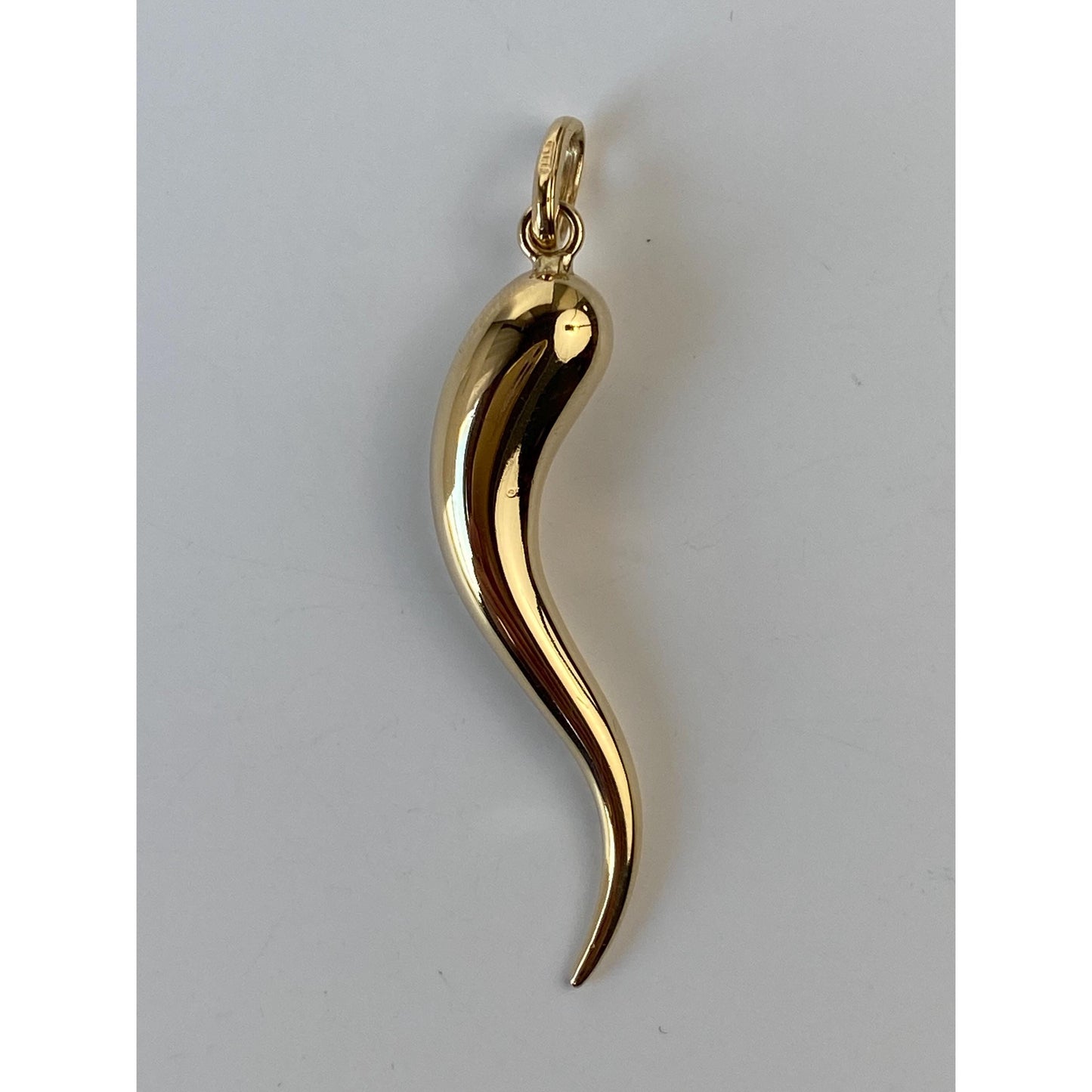 Vintage 14k Yellow Gold Extra Large Italian Horn Charm