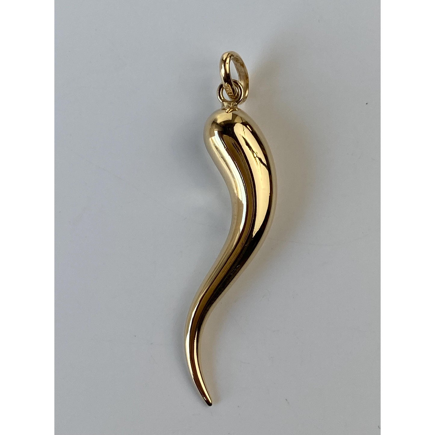 Vintage 14k Yellow Gold Extra Large Italian Horn Charm