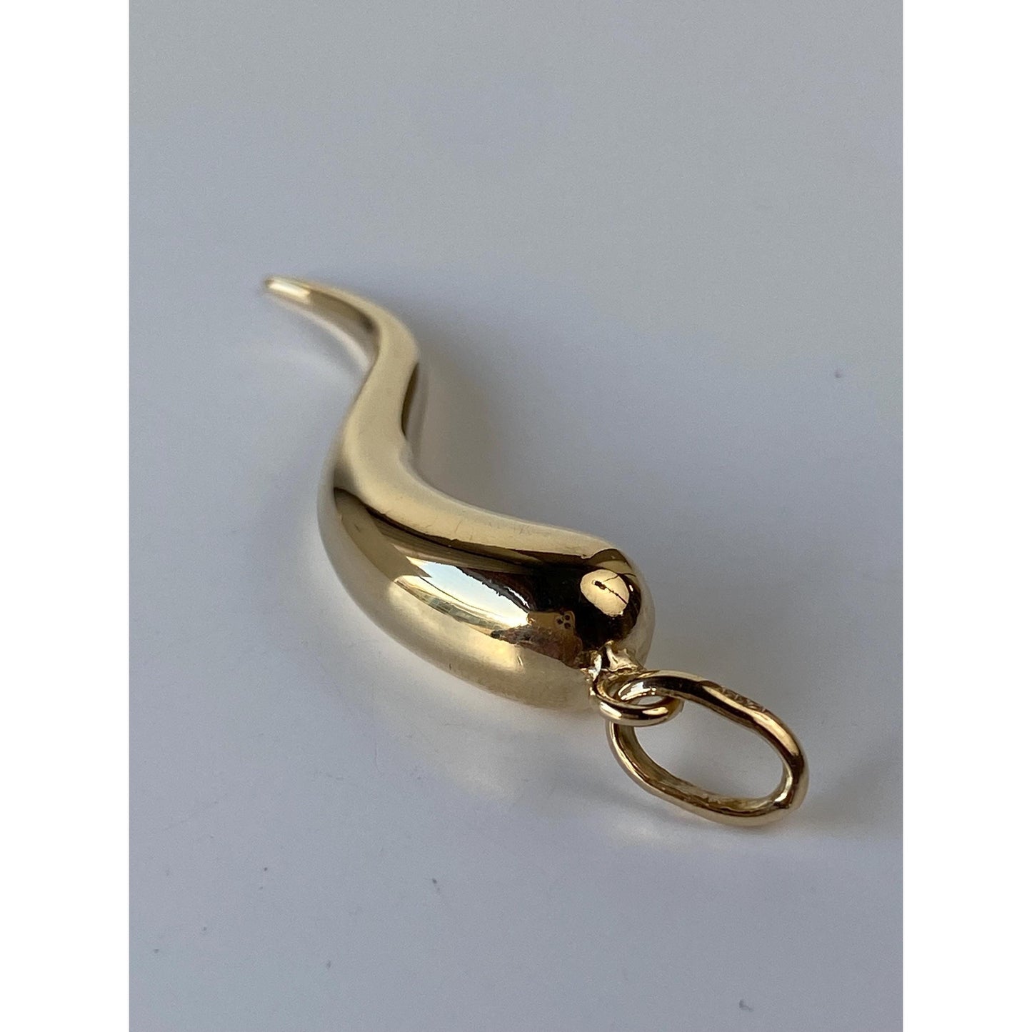 Vintage 14k Yellow Gold Extra Large Italian Horn Charm