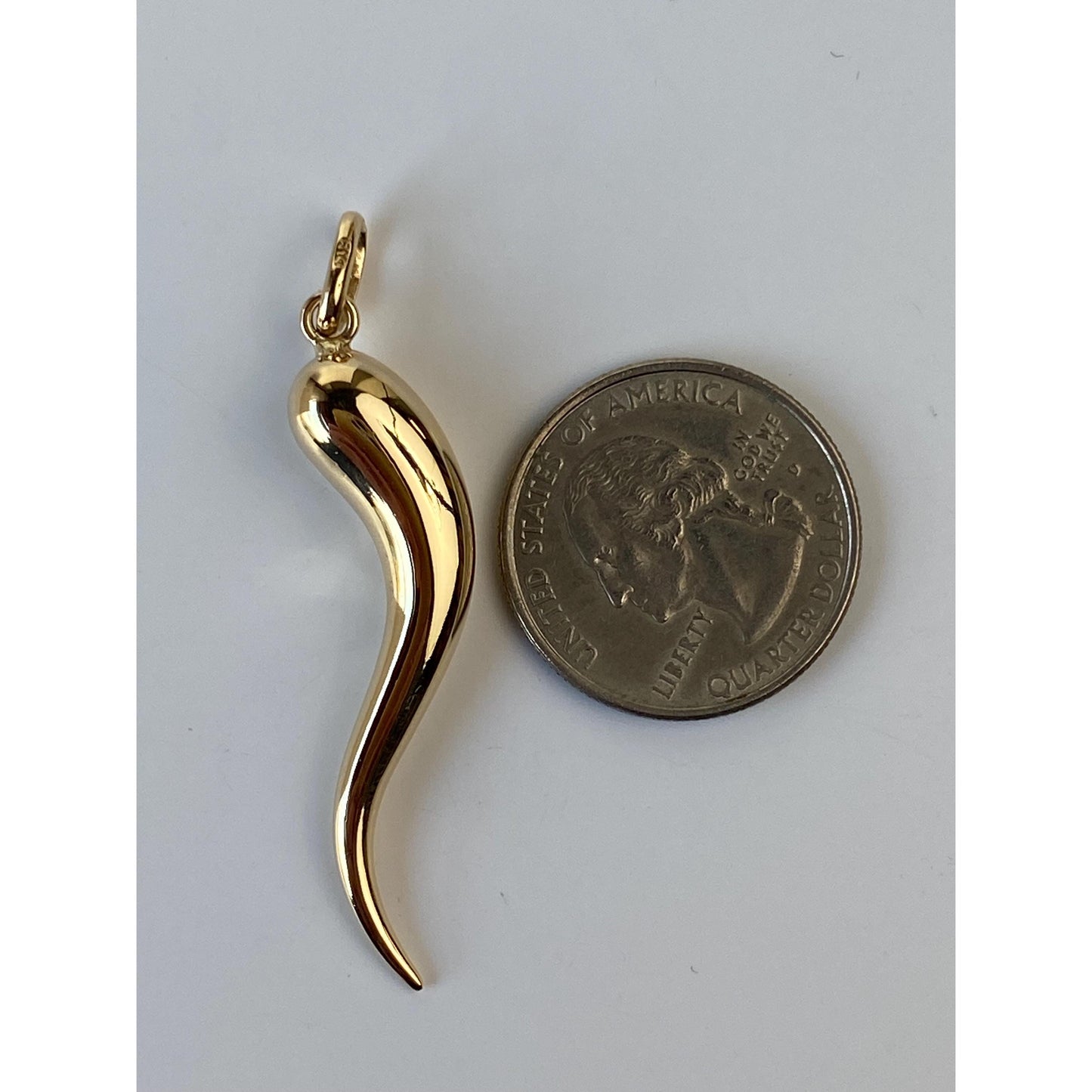 Vintage 14k Yellow Gold Extra Large Italian Horn Charm
