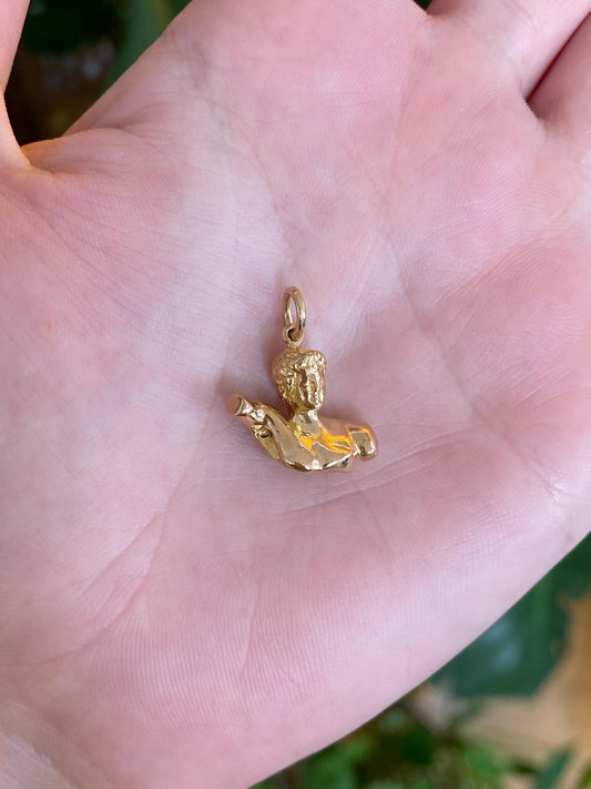 Vintage Solid 18k Yellow Gold Bust Charm