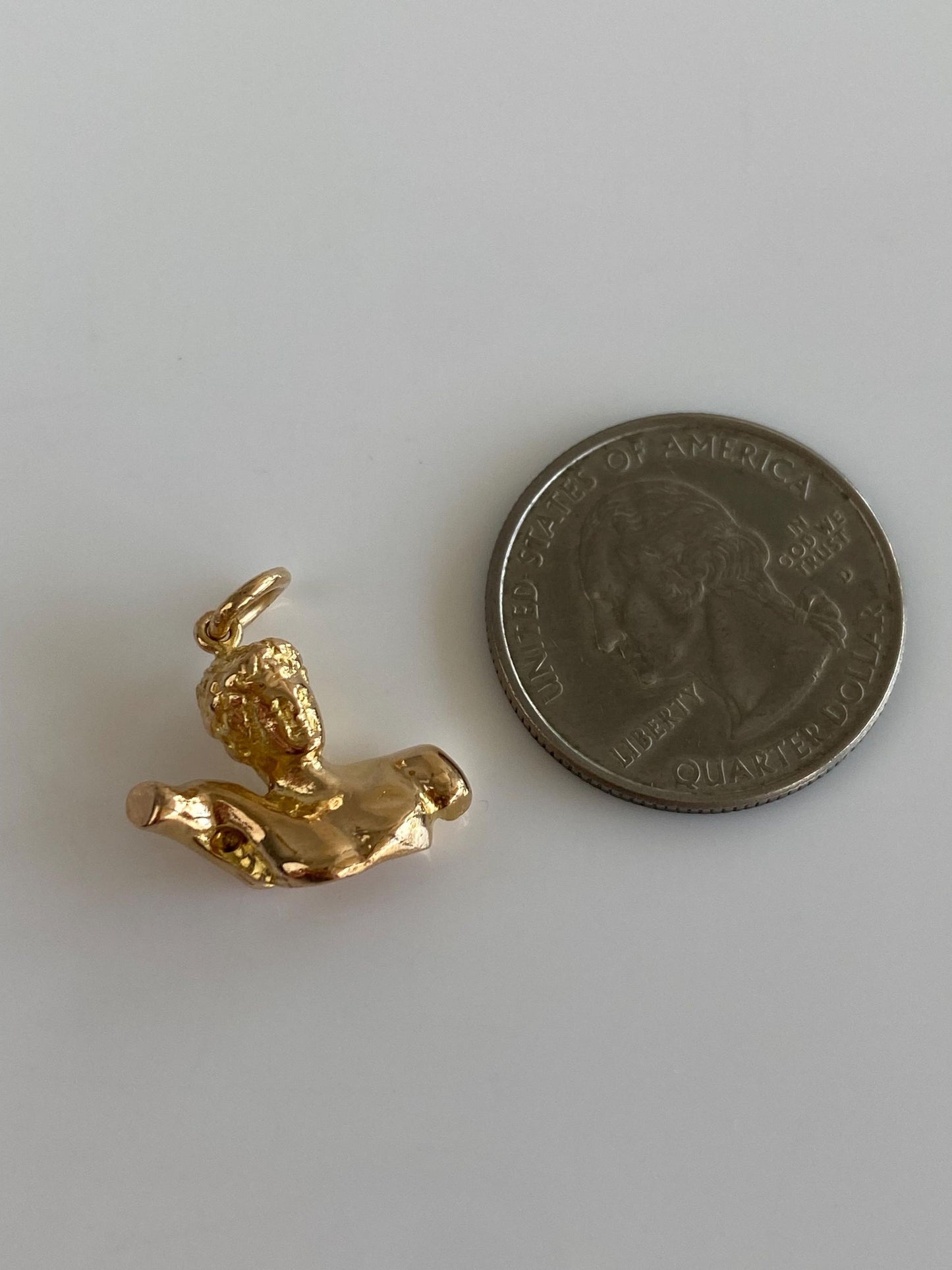 Vintage Solid 18k Yellow Gold Bust Charm