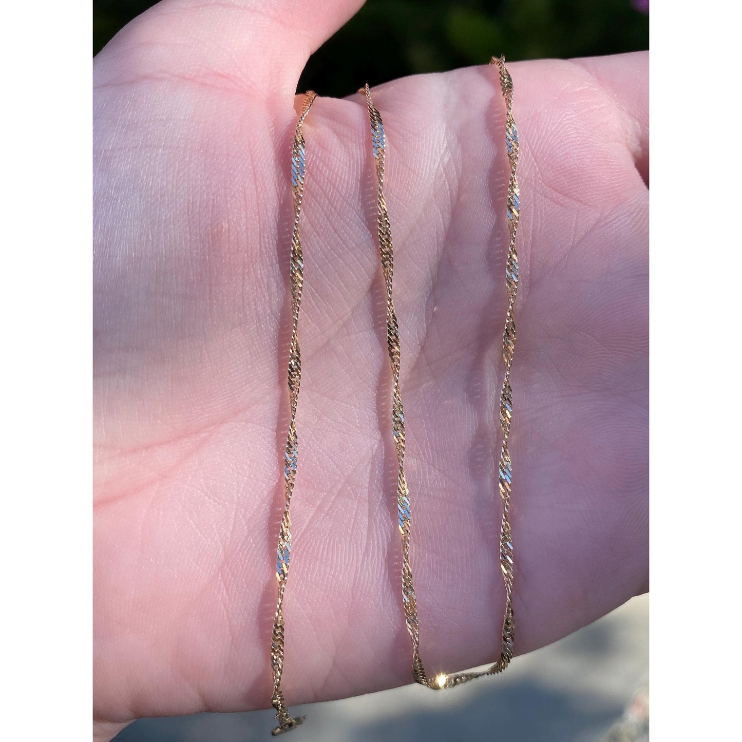 Vintage Solid 14k Yellow Gold Twist Chain Necklace - 18 inches