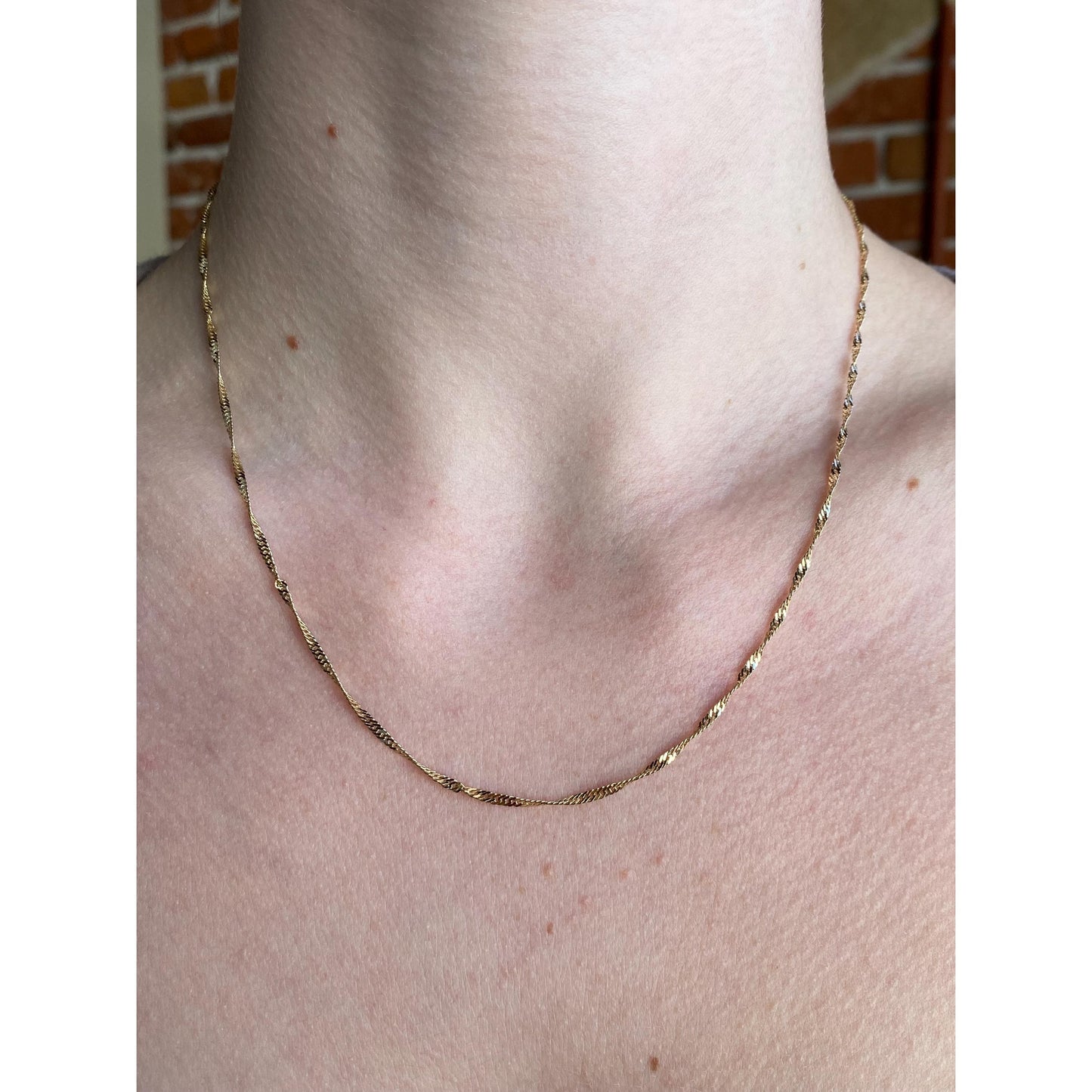 Vintage Solid 14k Yellow Gold Twist Chain Necklace - 18 inches