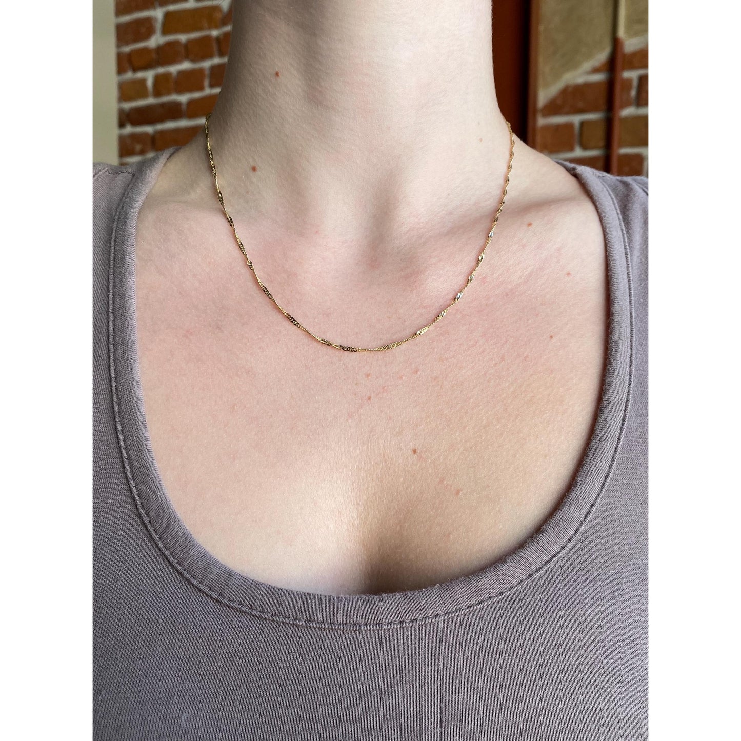 Vintage Solid 14k Yellow Gold Twist Chain Necklace - 18 inches