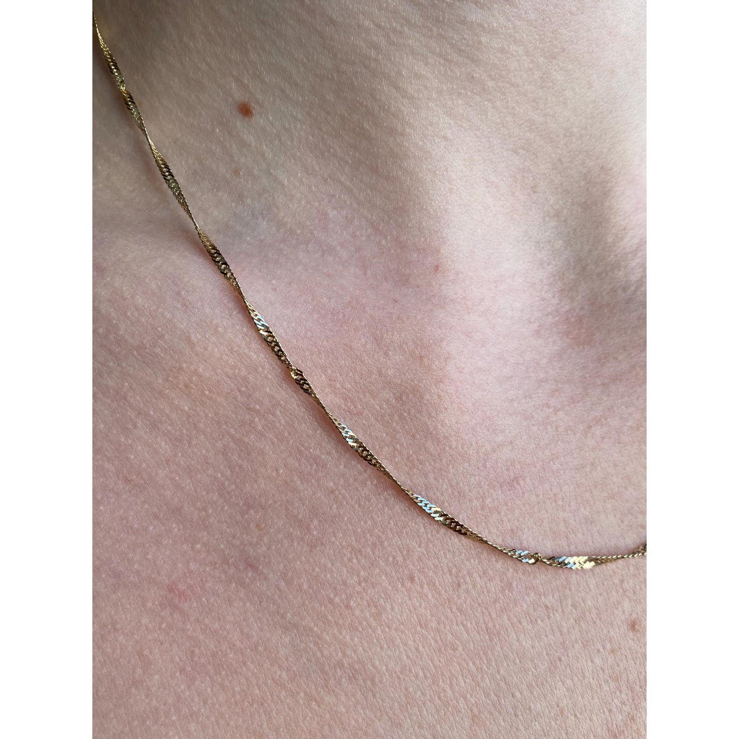 Vintage Solid 14k Yellow Gold Twist Chain Necklace - 18 inches