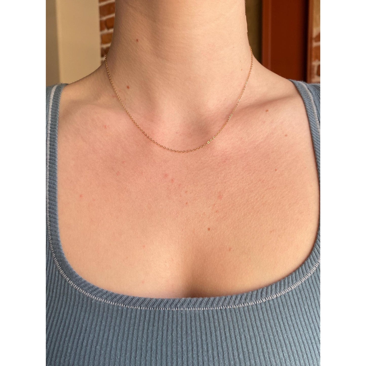 Vintage Solid 10k Yellow Gold Rolo Chain Necklace - 16 inches