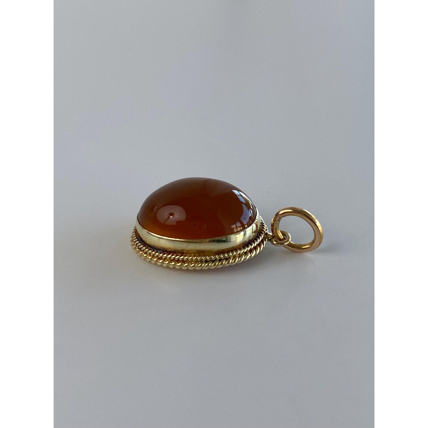 Vintage Solid 14k Yellow Gold Carnelian Cufflink Conversion Charm