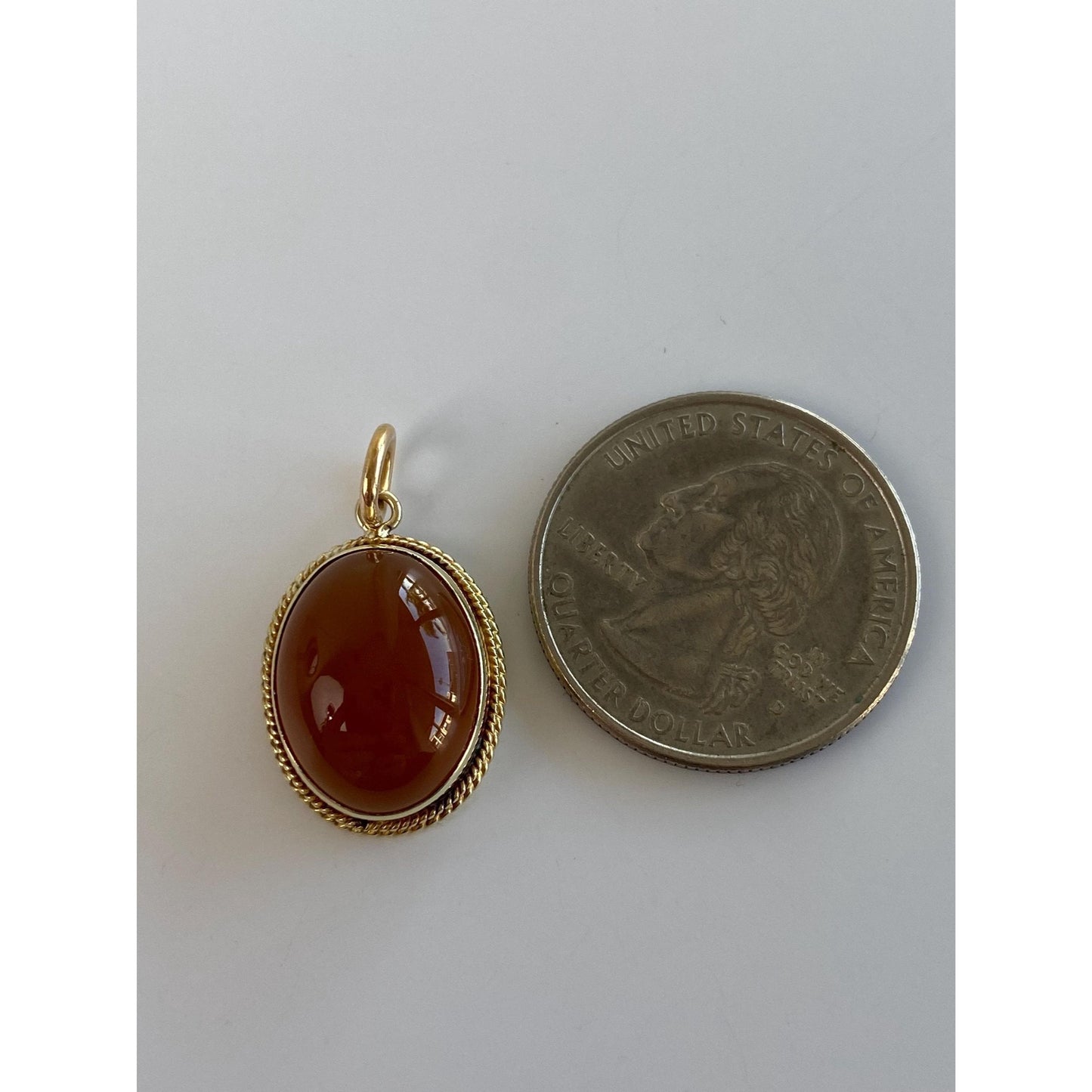 Vintage Solid 14k Yellow Gold Carnelian Cufflink Conversion Charm