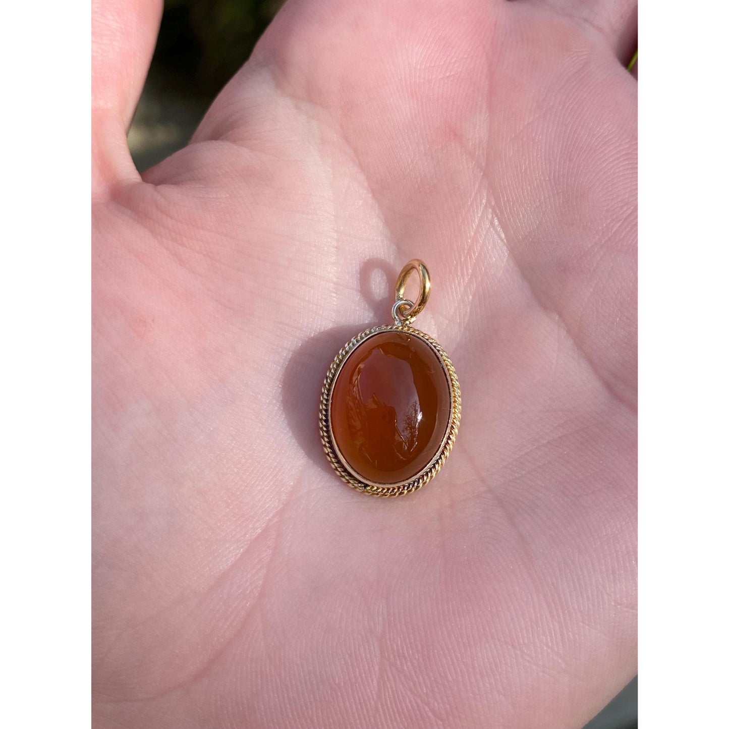 Vintage Solid 14k Yellow Gold Carnelian Cufflink Conversion Charm