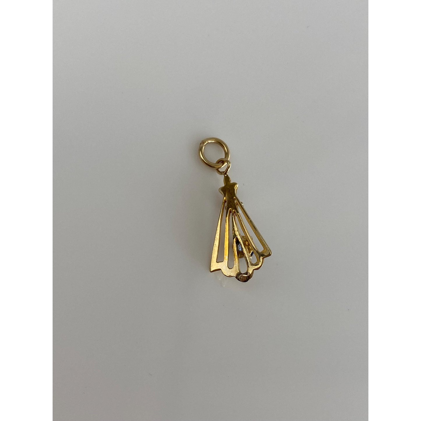 Vintage Solid 10k Yellow Gold Blue Cubic Zirconia Pearl Stick Pin Conversion Charm