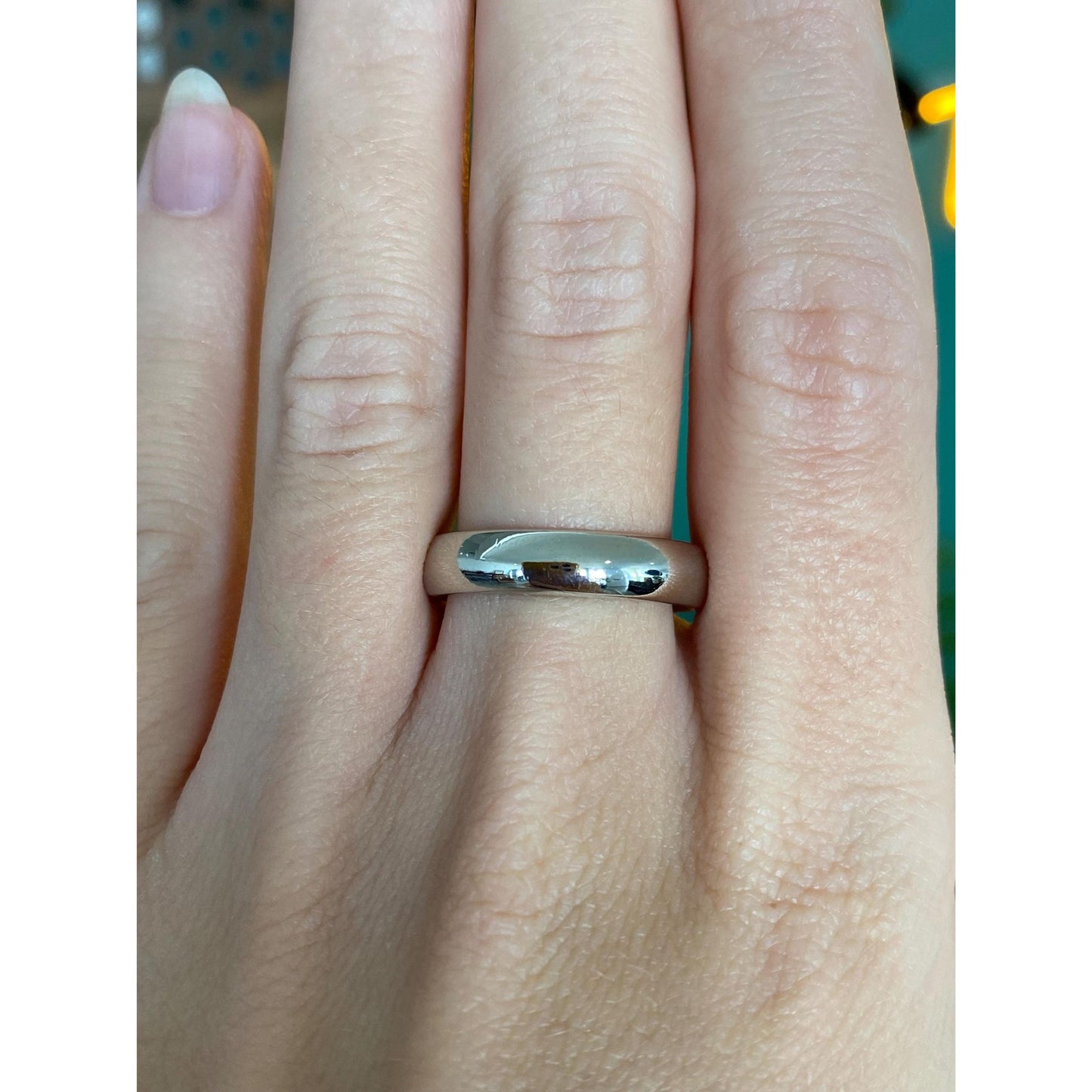 Vintage Solid 14k White Gold Ring Band - Size 9.5