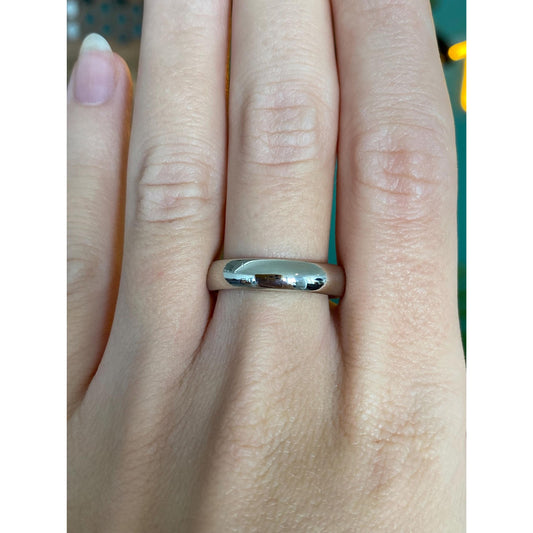 Vintage Solid 14k White Gold Ring Band - Size 9.5